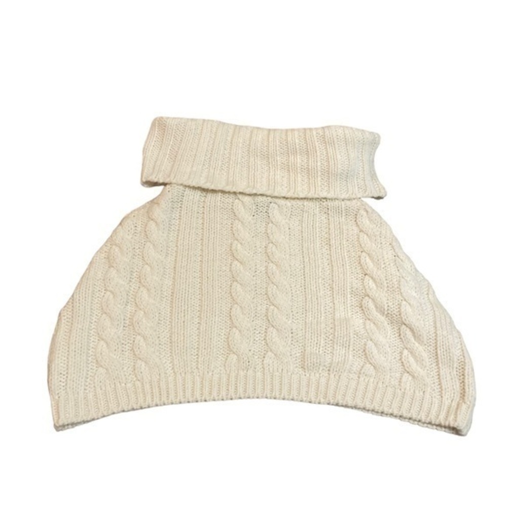 Talbots turtleneck cream knit shawl sweater